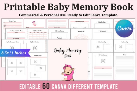 Download Printable Baby Memory Book for Canva - Premium Resources