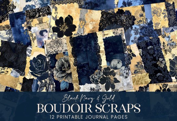 Download Boudoir Scraps Black Lace Navy Blue Gold - Boudoir Collection